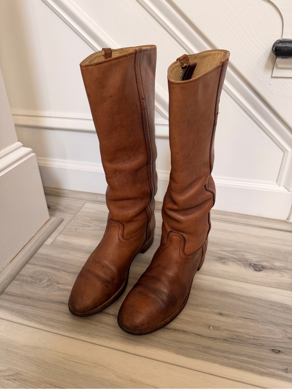 Vintage Frye 6628 Made USA Brown Leather Tall Riding Boots Women’s 7B - Picture 3 of 13